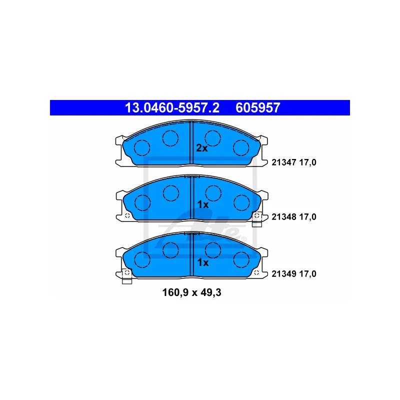 Jeu de 4 plaquettes de frein avant ATE 13.0460-5957.2