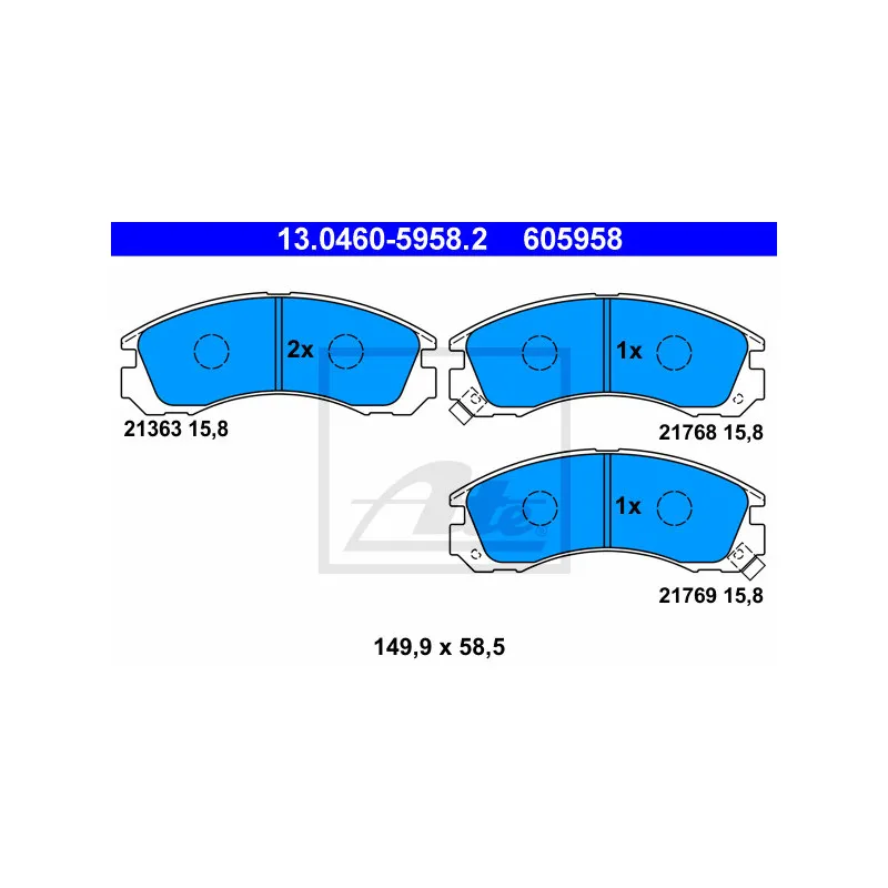 Jeu de 4 plaquettes de frein avant ATE 13.0460-5958.2