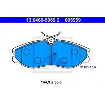 Jeu de 4 plaquettes de frein avant ATE 13.0460-5959.2