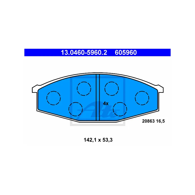 Jeu de 4 plaquettes de frein avant ATE 13.0460-5960.2