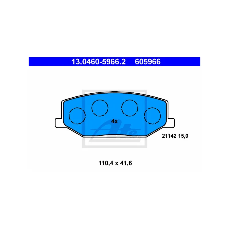 Jeu de 4 plaquettes de frein avant ATE 13.0460-5966.2