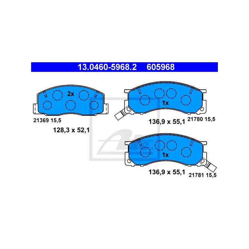Jeu de 4 plaquettes de frein avant ATE 13.0460-5968.2