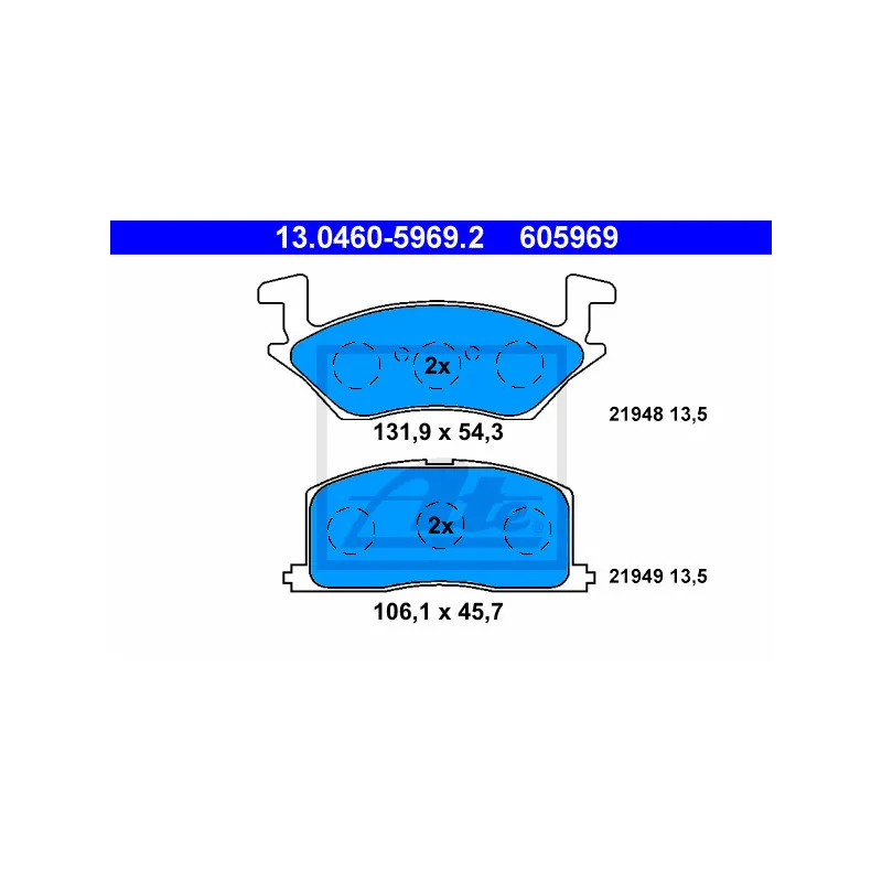 Jeu de 4 plaquettes de frein avant ATE 13.0460-5969.2