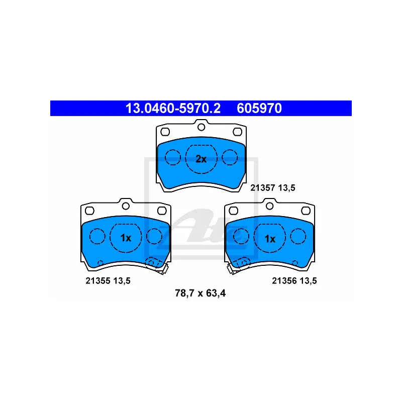 Jeu de 4 plaquettes de frein avant ATE 13.0460-5970.2