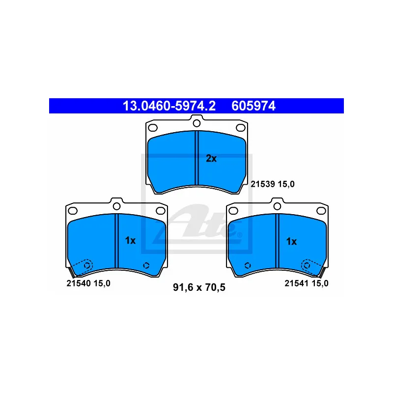 Jeu de 4 plaquettes de frein avant ATE 13.0460-5974.2