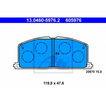 Jeu de 4 plaquettes de frein avant ATE 13.0460-5976.2