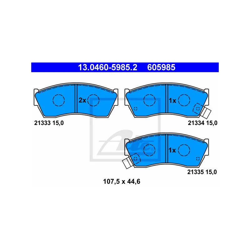 Jeu de 4 plaquettes de frein avant ATE 13.0460-5985.2