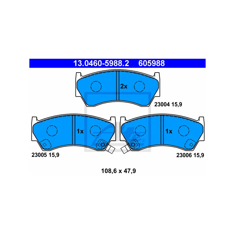 Jeu de 4 plaquettes de frein avant ATE 13.0460-5988.2