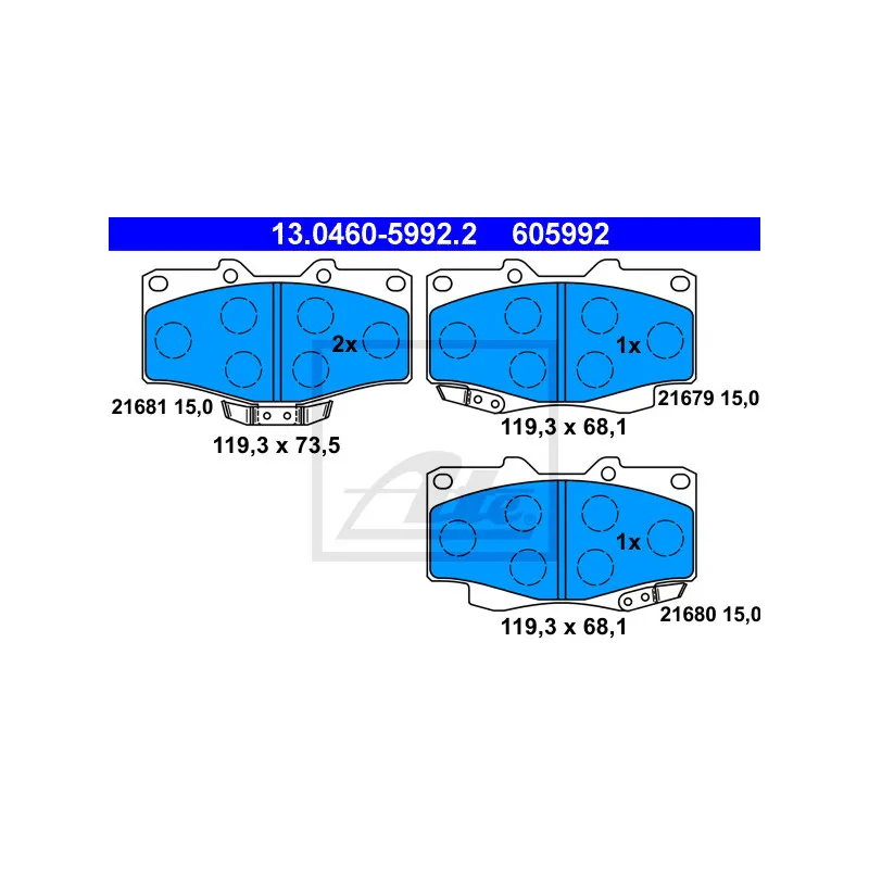 Jeu de 4 plaquettes de frein avant ATE 13.0460-5992.2
