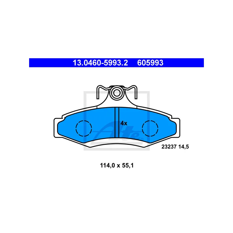 Jeu de 4 plaquettes de frein arrière ATE 13.0460-5993.2