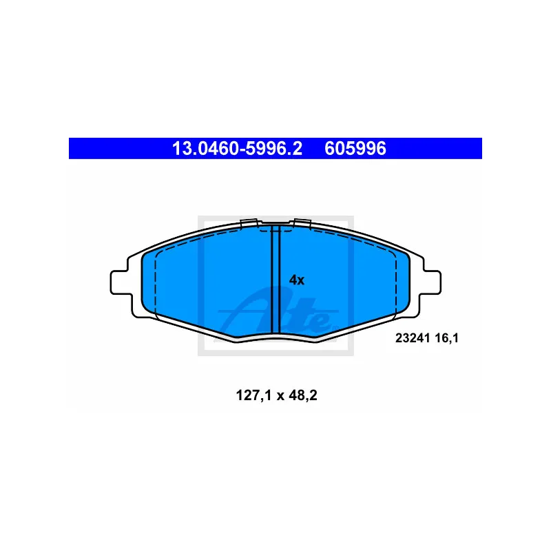 Jeu de 4 plaquettes de frein avant ATE 13.0460-5996.2