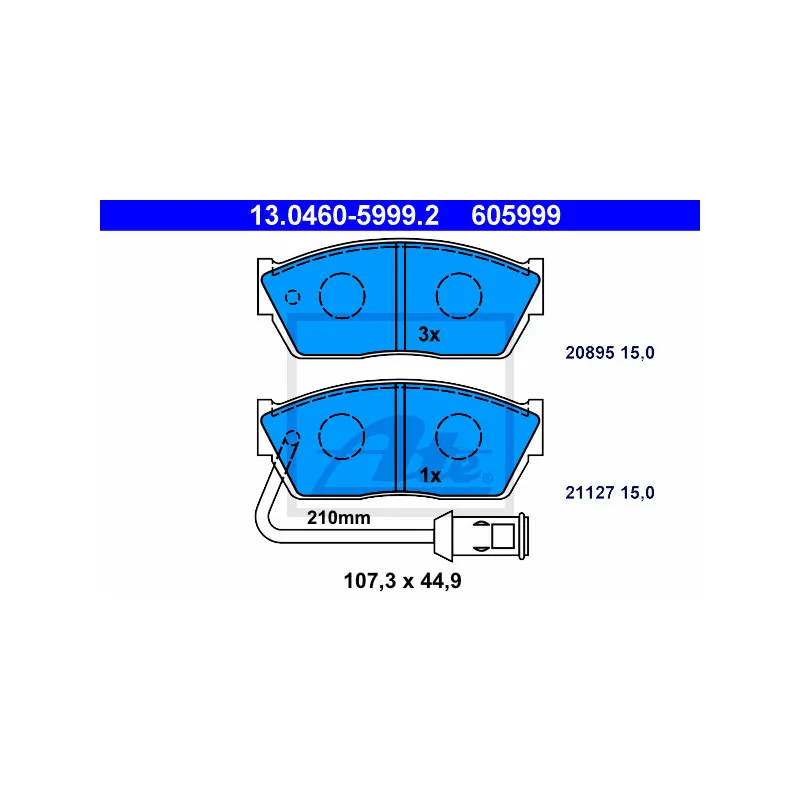 Jeu de 4 plaquettes de frein avant ATE 13.0460-5999.2