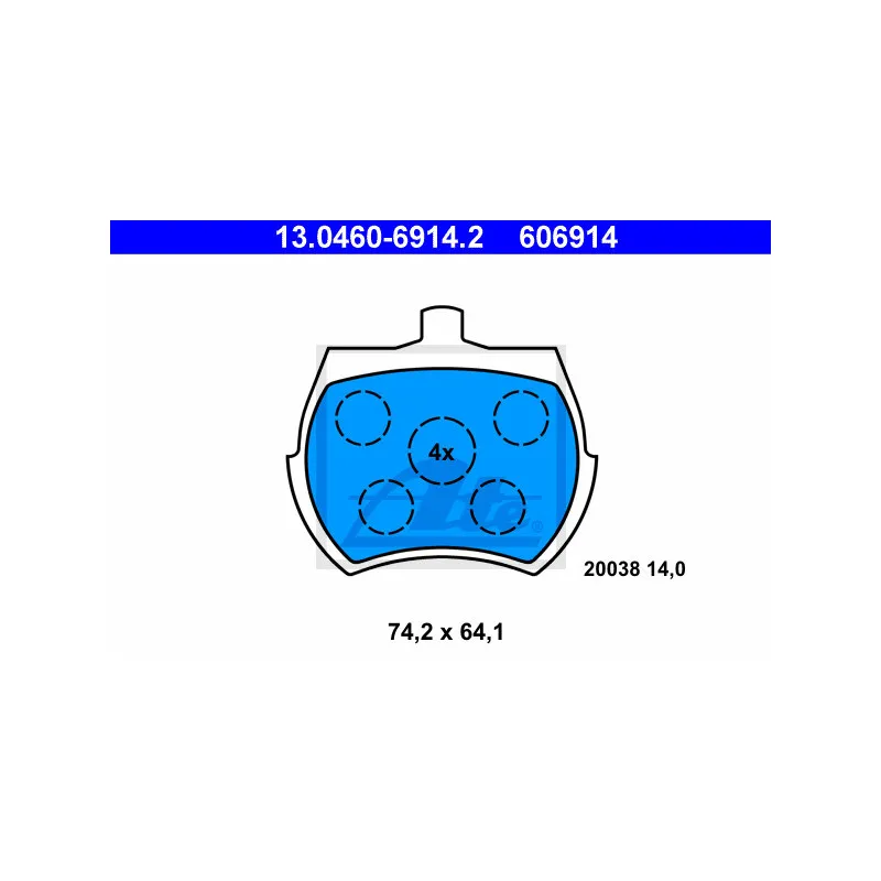 Jeu de 4 plaquettes de frein avant ATE 13.0460-6914.2