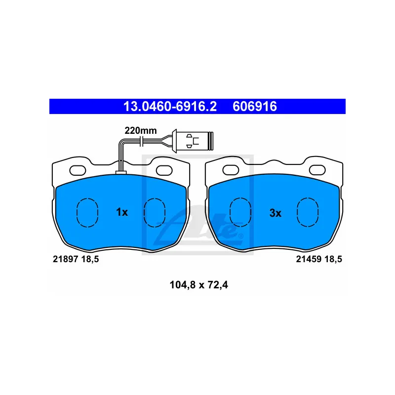 Jeu de 4 plaquettes de frein avant ATE 13.0460-6916.2