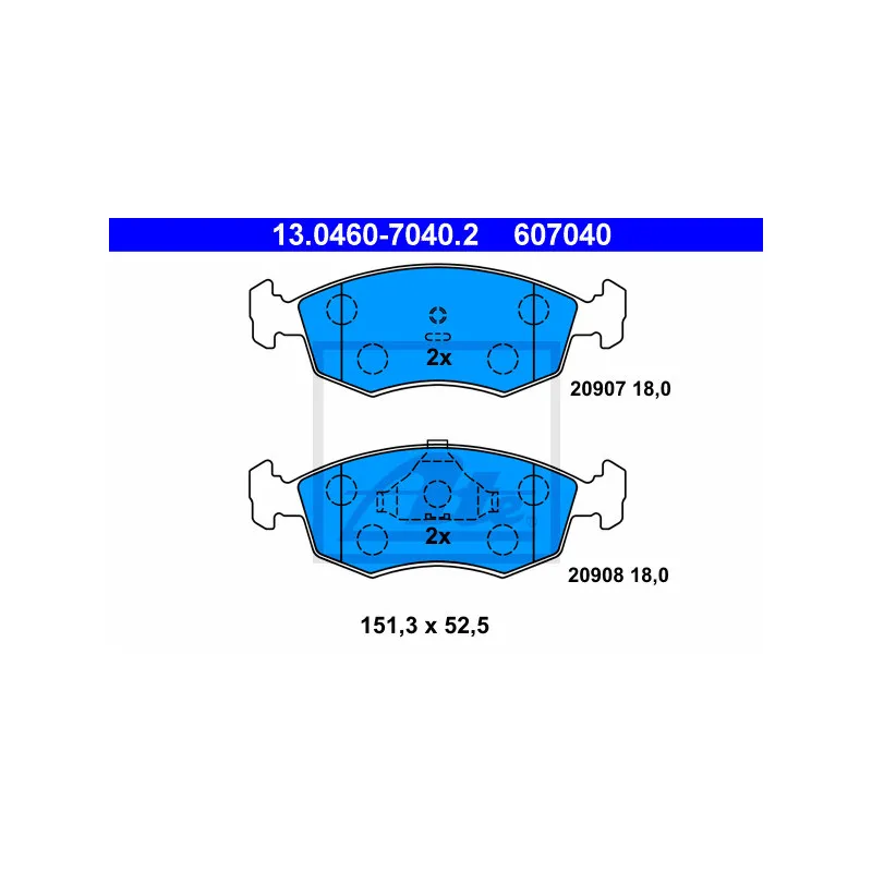Jeu de 4 plaquettes de frein avant ATE 13.0460-7040.2