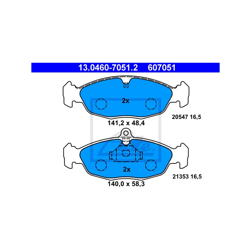 Jeu de 4 plaquettes de frein avant ATE 13.0460-7051.2