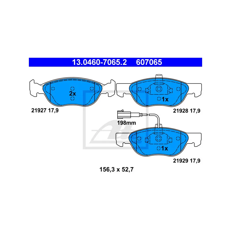 Jeu de 4 plaquettes de frein avant ATE 13.0460-7065.2