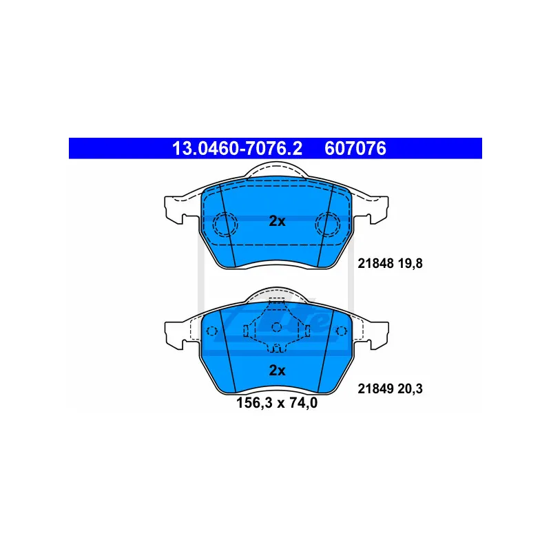 Jeu de 4 plaquettes de frein avant ATE 13.0460-7076.2