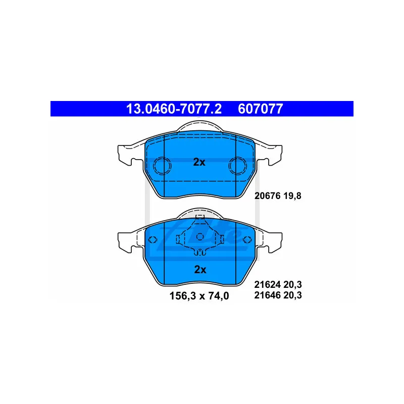 Jeu de 4 plaquettes de frein avant ATE 13.0460-7077.2