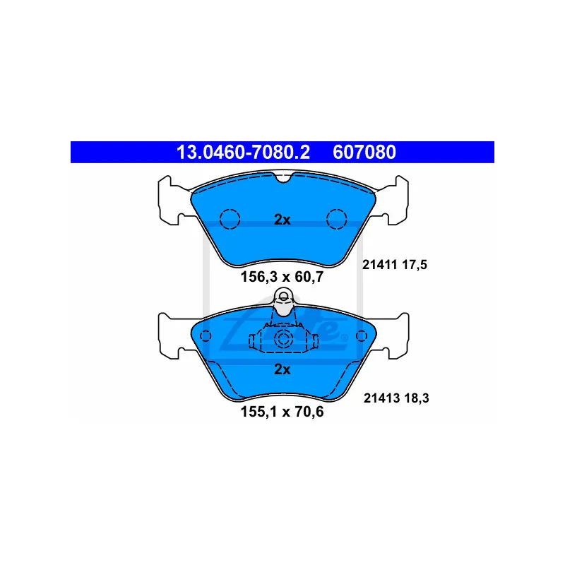 Jeu de 4 plaquettes de frein avant ATE 13.0460-7080.2