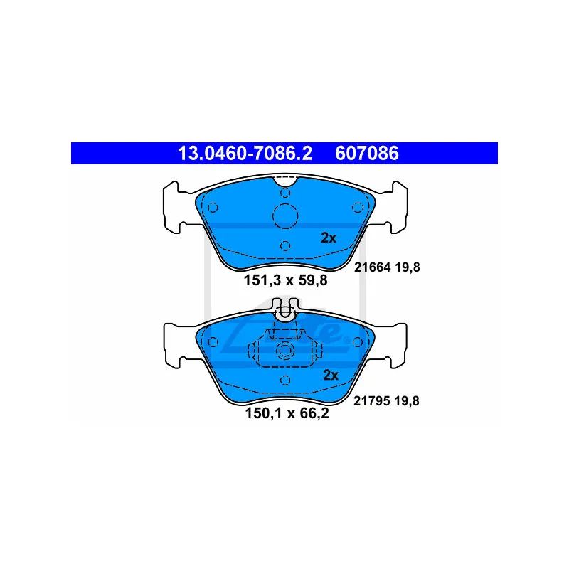Jeu de 4 plaquettes de frein avant ATE 13.0460-7086.2