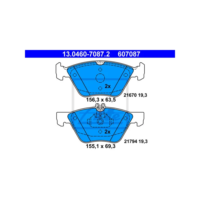 Jeu de 4 plaquettes de frein avant ATE 13.0460-7087.2