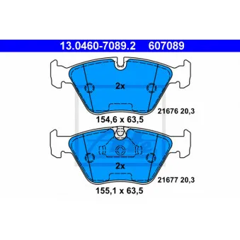 Jeu de 4 plaquettes de frein avant ATE 13.0460-7089.2