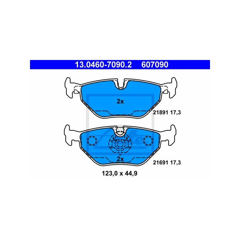 Jeu de 4 plaquettes de frein arrière ATE 13.0460-7090.2