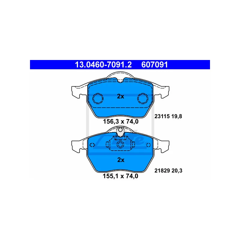 Jeu de 4 plaquettes de frein avant ATE 13.0460-7091.2