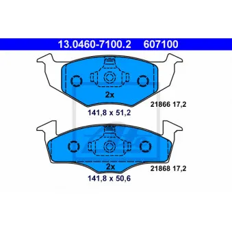 Jeu de 4 plaquettes de frein avant ATE 13.0460-7100.2