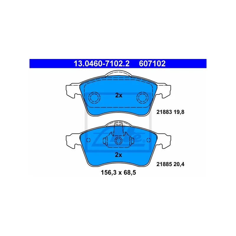 Jeu de 4 plaquettes de frein avant ATE 13.0460-7102.2