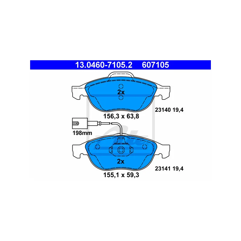 Jeu de 4 plaquettes de frein avant ATE 13.0460-7105.2