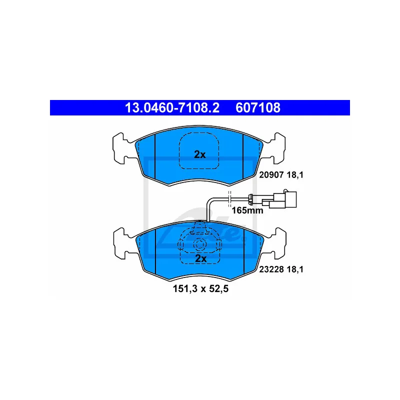 Jeu de 4 plaquettes de frein avant ATE 13.0460-7108.2