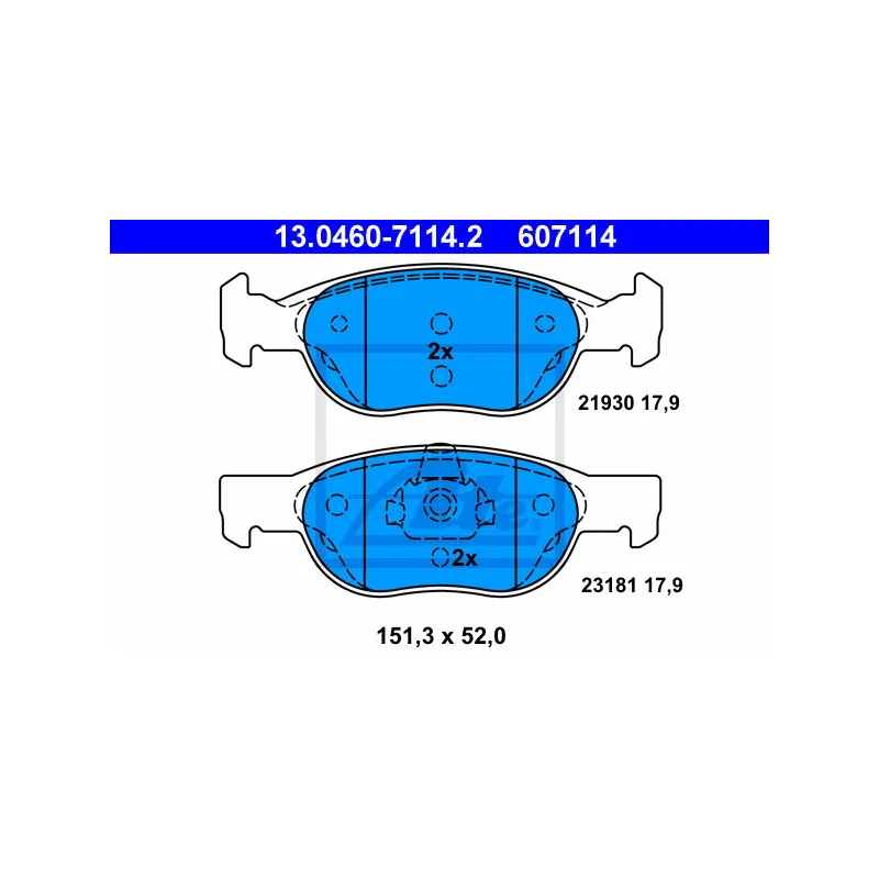 Jeu de 4 plaquettes de frein avant ATE 13.0460-7114.2