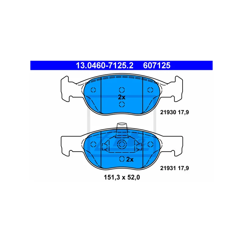 Jeu de 4 plaquettes de frein avant ATE 13.0460-7125.2