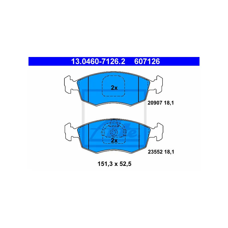 Jeu de 4 plaquettes de frein avant ATE 13.0460-7126.2