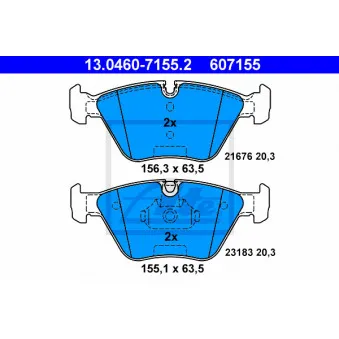 Jeu de 4 plaquettes de frein avant ATE 13.0460-7155.2