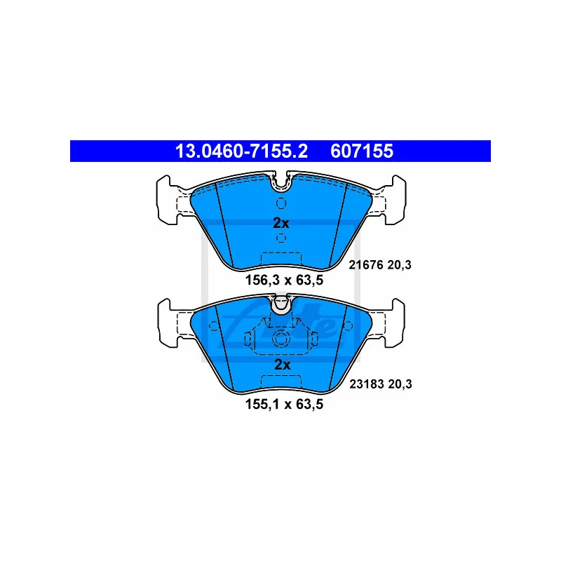 Jeu de 4 plaquettes de frein avant ATE 13.0460-7155.2