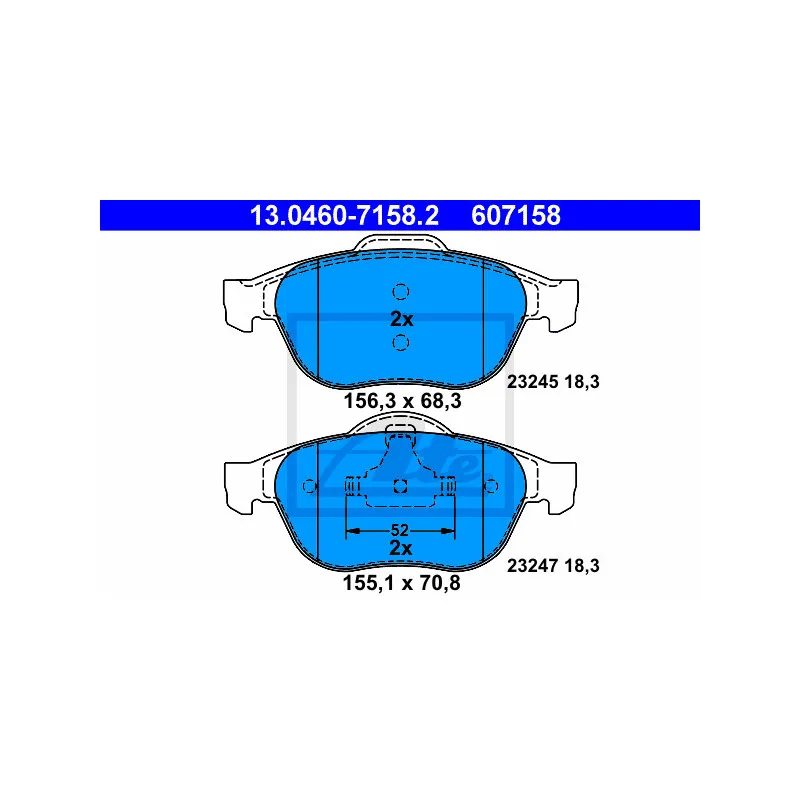 Jeu de 4 plaquettes de frein avant ATE 13.0460-7158.2