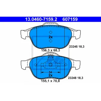 Jeu de 4 plaquettes de frein avant ATE 13.0460-7159.2