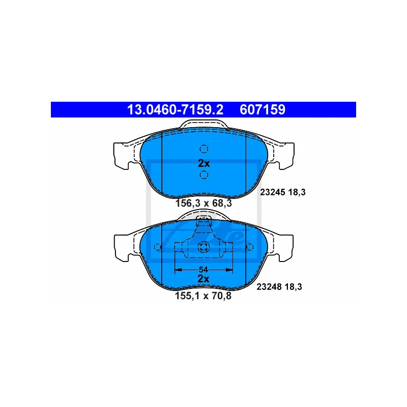 Jeu de 4 plaquettes de frein avant ATE 13.0460-7159.2