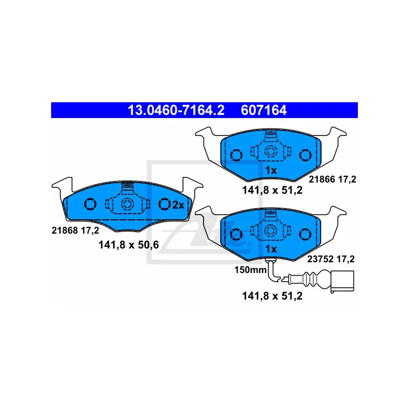 Jeu de 4 plaquettes de frein avant ATE 13.0460-7164.2