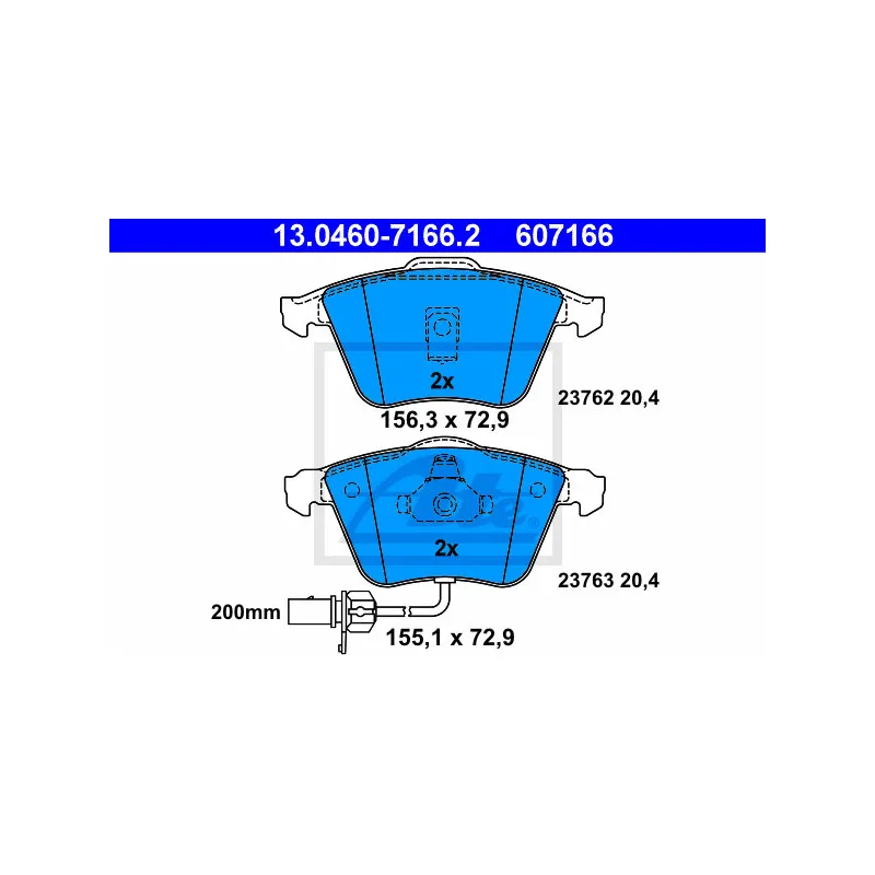 Jeu de 4 plaquettes de frein avant ATE 13.0460-7166.2