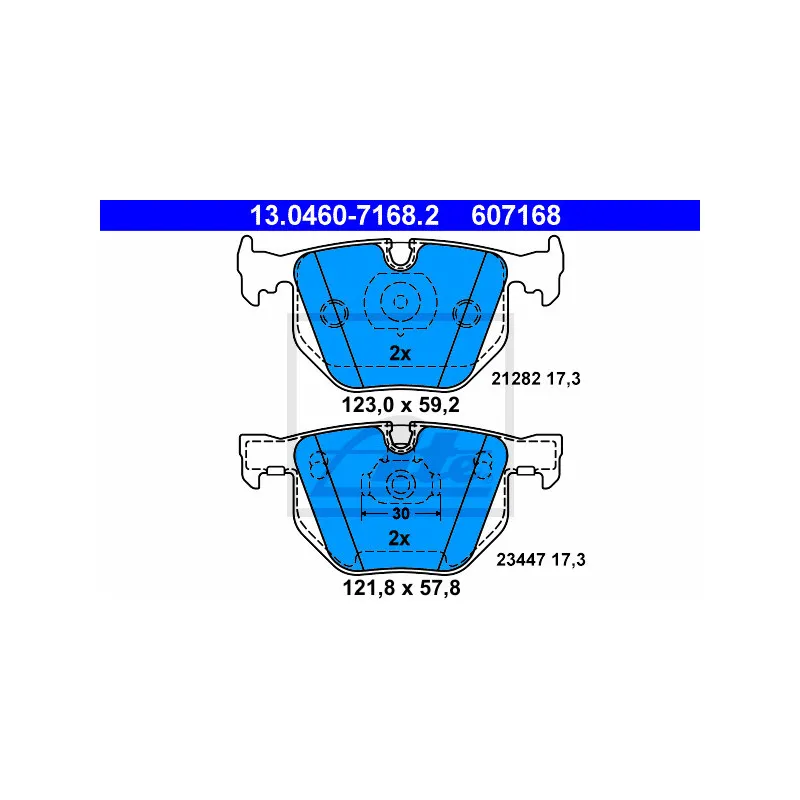 Jeu de 4 plaquettes de frein arrière ATE 13.0460-7168.2