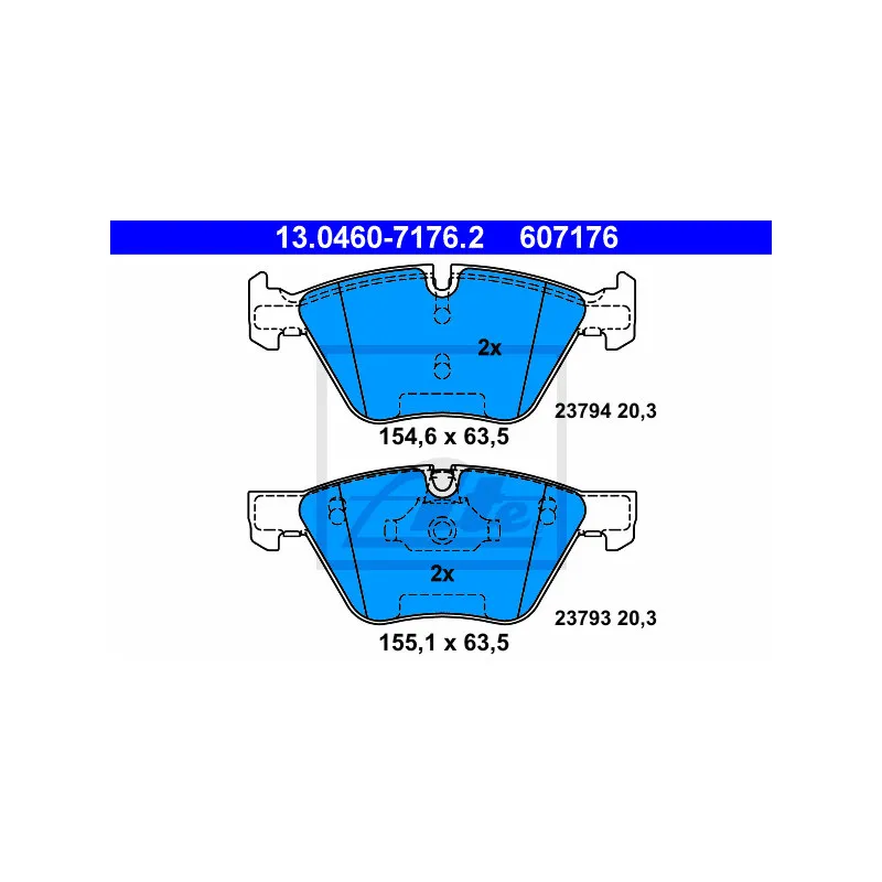 Jeu de 4 plaquettes de frein avant ATE 13.0460-7176.2