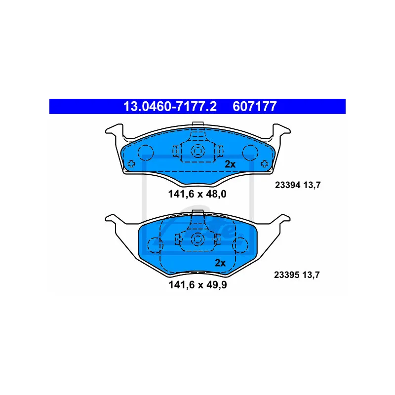 Jeu de 4 plaquettes de frein avant ATE 13.0460-7177.2