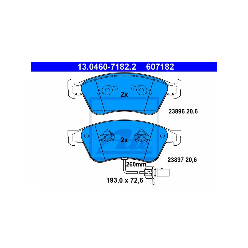 Jeu de 4 plaquettes de frein avant ATE 13.0460-7182.2