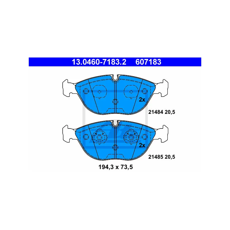 Jeu de 4 plaquettes de frein avant ATE 13.0460-7183.2