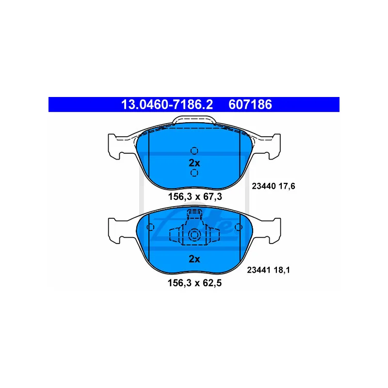 Jeu de 4 plaquettes de frein avant ATE 13.0460-7186.2
