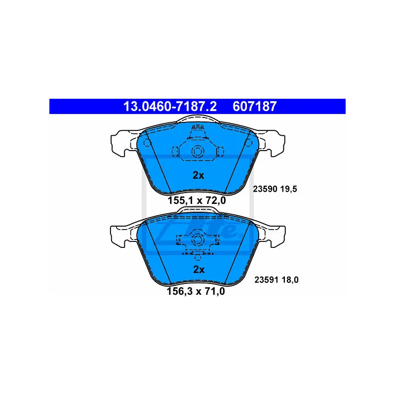 Jeu de 4 plaquettes de frein avant ATE 13.0460-7187.2